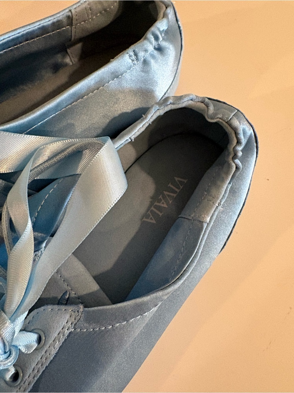 Vivaia || Square-Toe Lace-Up Sneakerina Cristina Satin Blue 39 US 8 - Picture 9 of 9